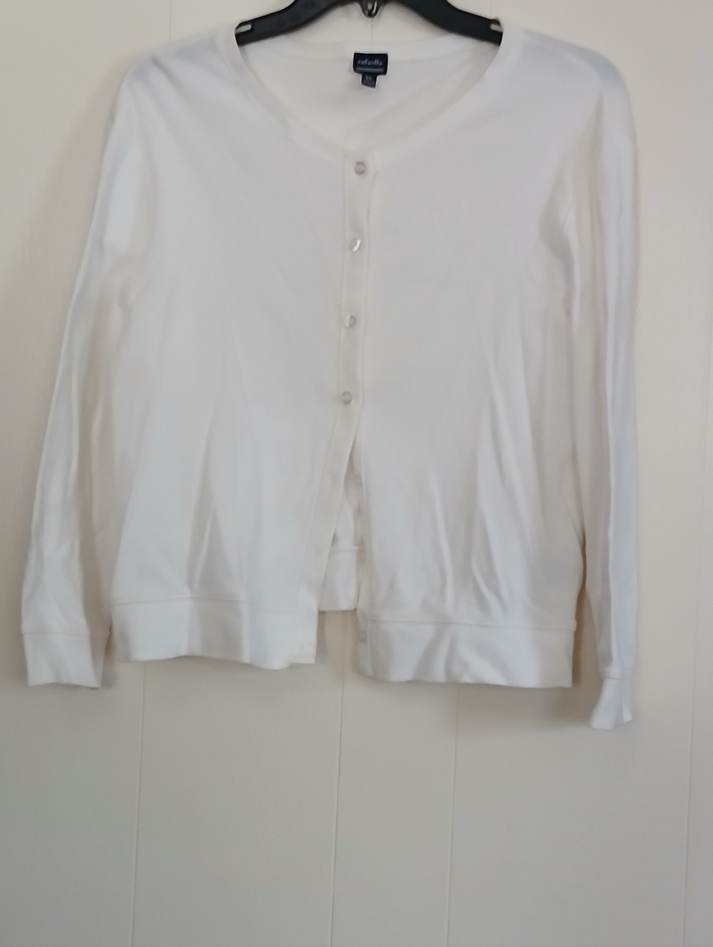 Talbots White Button-Front Cotton Cardigan Sweater